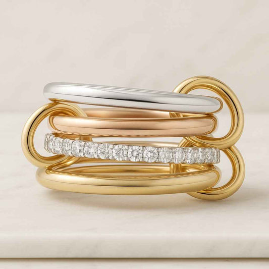 Solid Gold Linked Wedding Band Gift For Her