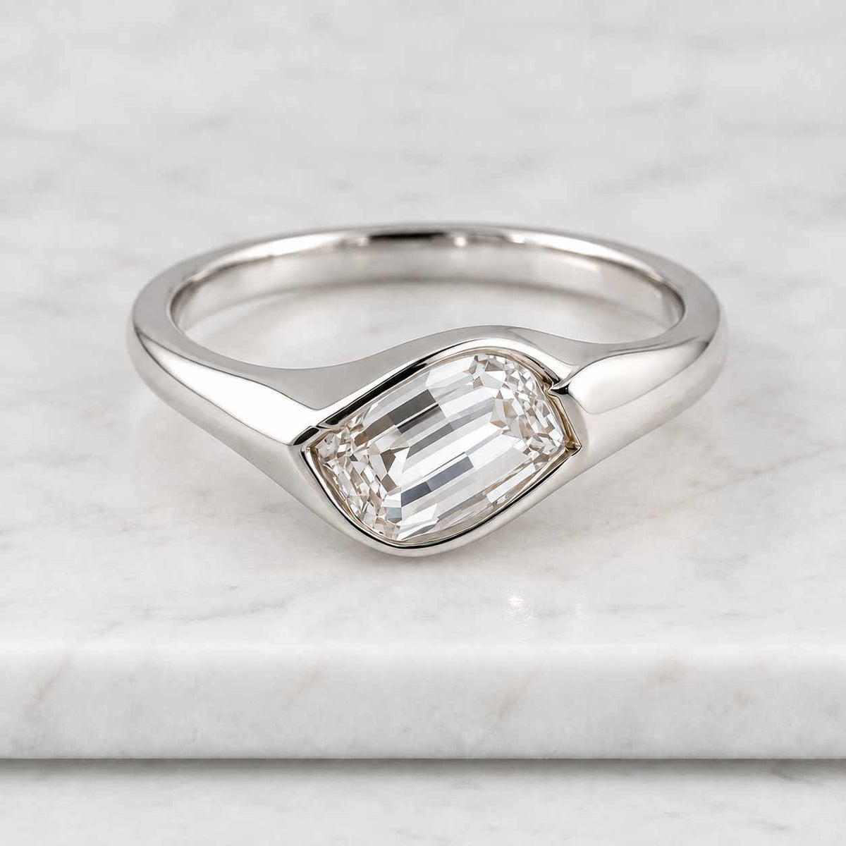 solid gold marquise cut moissanite engagement ring, bypass bridal ring