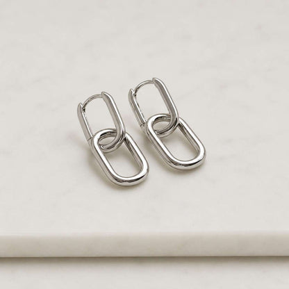 Solid Gold Paperclip Link Dangle Earrings: Fine 14K Gold Jewelry
