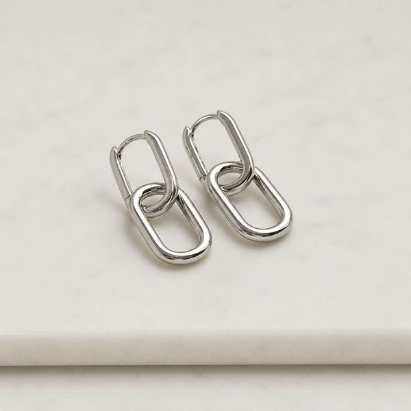 Solid Gold Paperclip Link Dangle Earrings: Fine 14K Gold Jewelry
