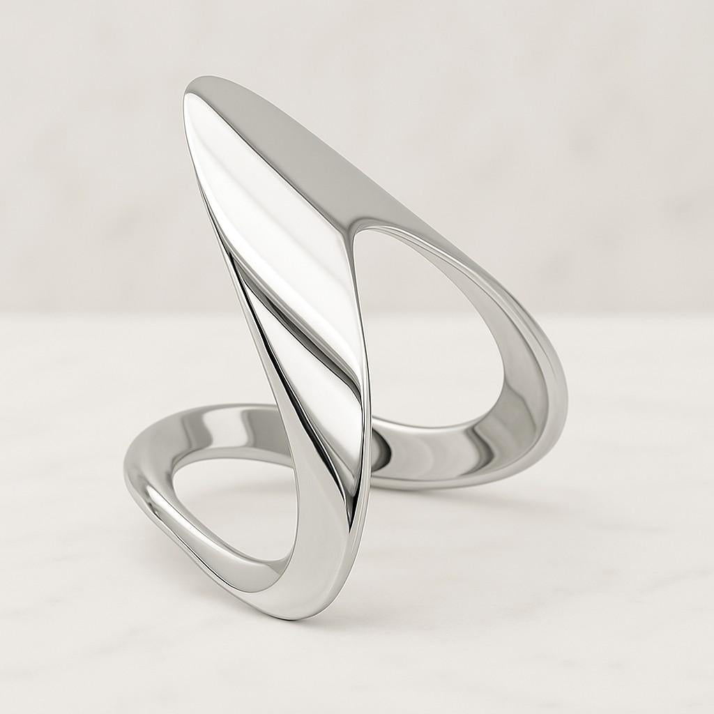 Solid Gold Pave CVD Diamond Vanki Ring Boomerang Design
