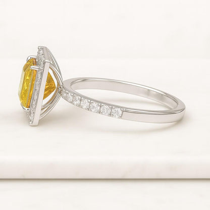 Solid Gold Princess Cut Moissanite Engagement Ring Hidden Halo Proposal Ring Promise Ring Bridal Ring Anniversary Birthday Gift for Woman