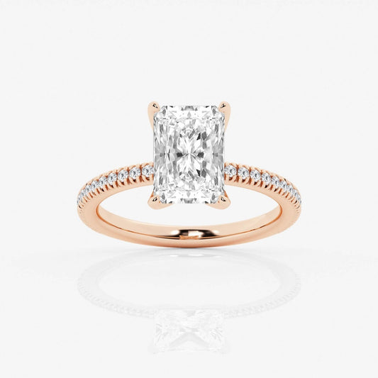 Solid Gold Radiant Cut Moissanite Engagement Ring