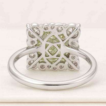 Solid Gold Radiant Cut Moissanite Engagement Ring Hidden Halo Promise Ring Proposal Ring Art Deco Ring Anniversary Gift for Women Wife