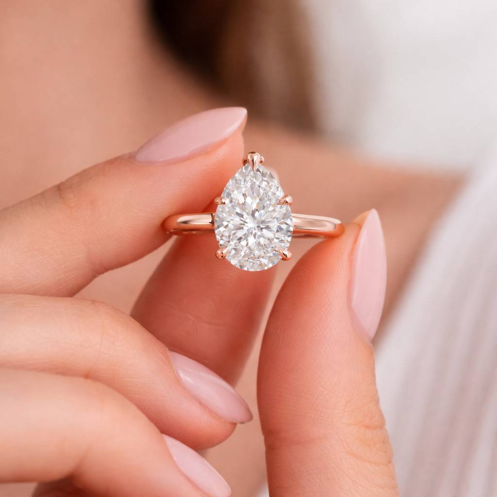 solid gold ring for her solitaire ring in white rose gold ring for engagement
