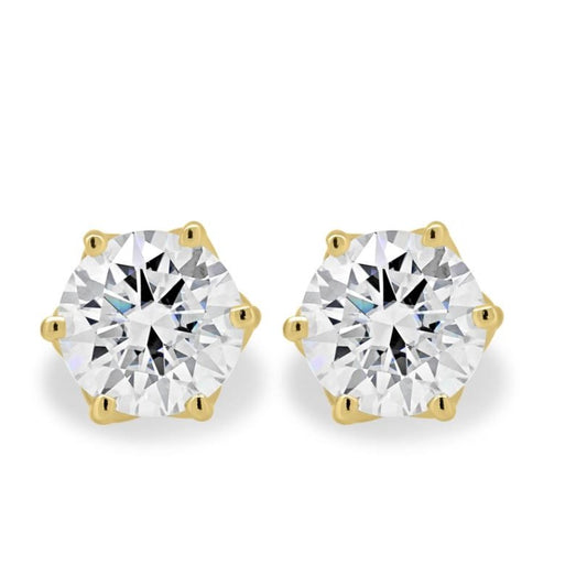 Solid Gold Round Cut Lab Grown Diamond Earring