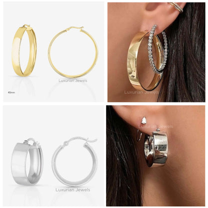 Solid Gold Round Hoop Earrings