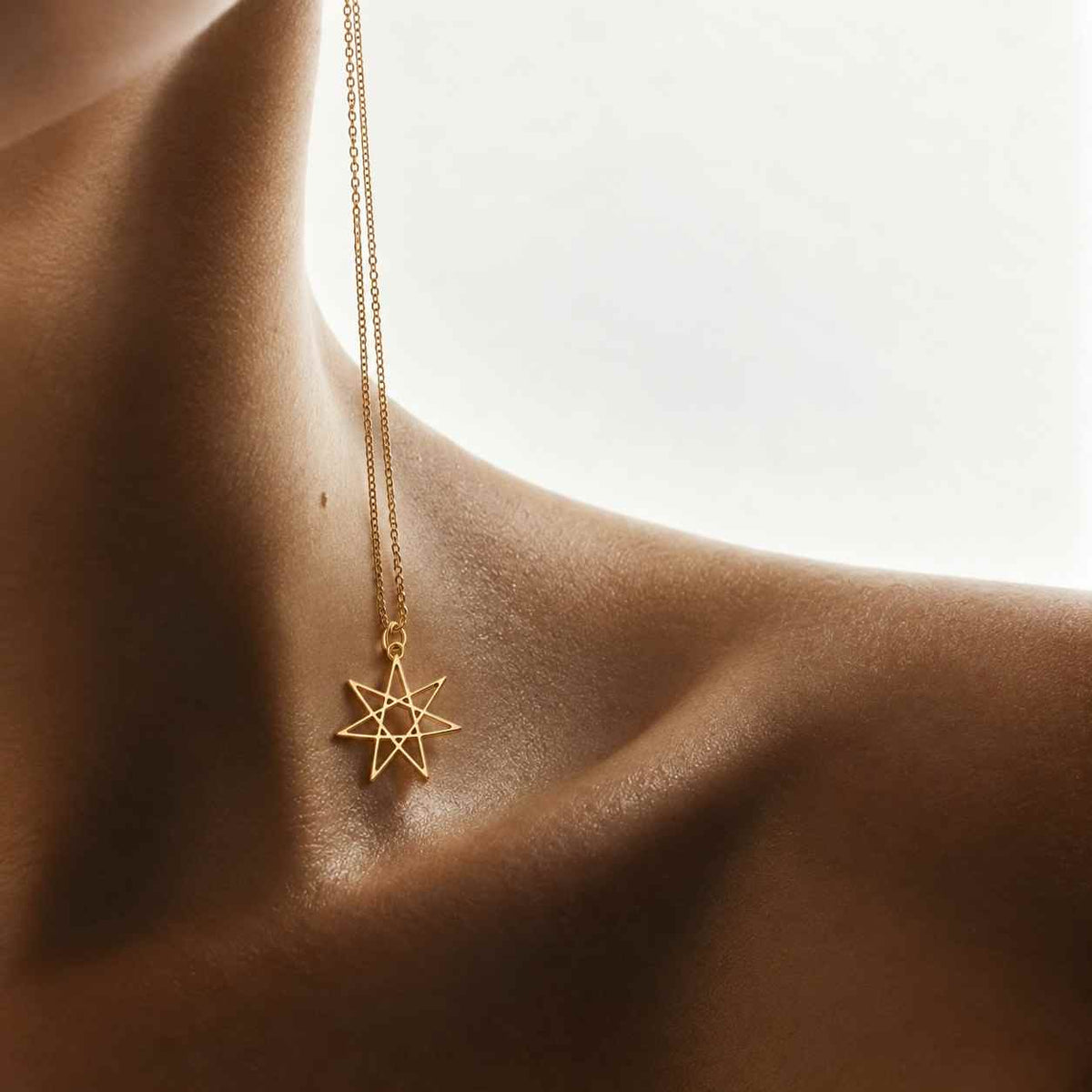 14k or 18k solid gold septagram pendant, pagan jewelry
