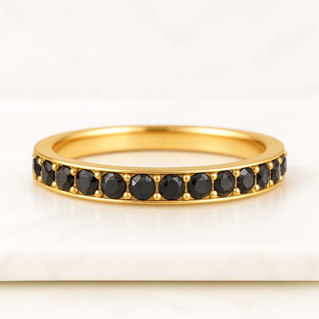 Solid Gold Stacking Ring, 7 Stone Round Diamond Stackable Ring for Engagement Ring