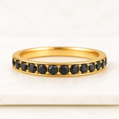 Solid Gold Stacking Ring, 7 Stone Round Diamond Stackable Ring for Engagement Ring