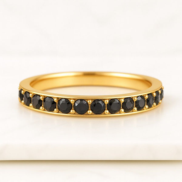Solid Gold Stacking Ring, 7 Stone Round Diamond Stackable Ring for Engagement Ring
