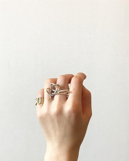 Solid Gold Three Linked Ring