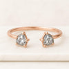 Trillion Cut Salt And Pepper Diamond Open Cuff Diamond Ring