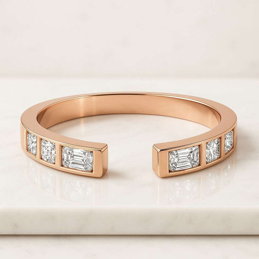 Solid Gold Unique Snowdrift 6 Prongs Engagement Ring