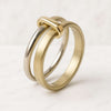Two Tone Dome Style Link Connector Ring For Women
