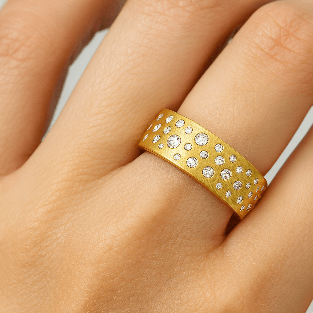 Solid White Yellow Rose Gold Ring Genuine Lab Grown Diamond Anniversary Ring
