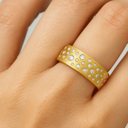Solid White Yellow Rose Gold Ring Genuine Lab Grown Diamond Anniversary Ring
