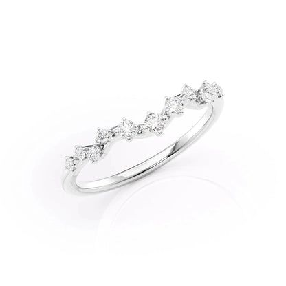 Curved Diamond Ring Solid gold 1.7mm wide Half Eternity Ring, stacking UK Hallmark Wedding Band