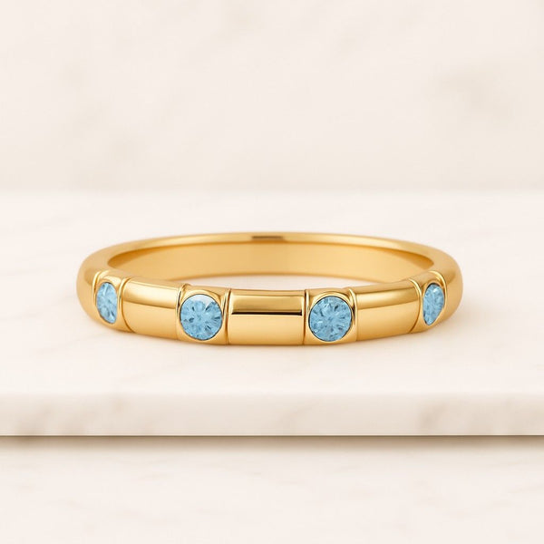 Solitaire Wedding Ring Set for Bride Full Eternity Matching Band Everyday Wear Diamond Band 14K Solid Gold Stacking Band