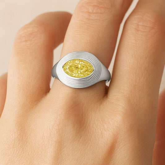 Solitaire 3CT Fancy Yellow Radiant Cut Lab Grown Diamond Engagement Ring Solid Gold Set With Claw Setting Wedding-Anniversary Ring For Her