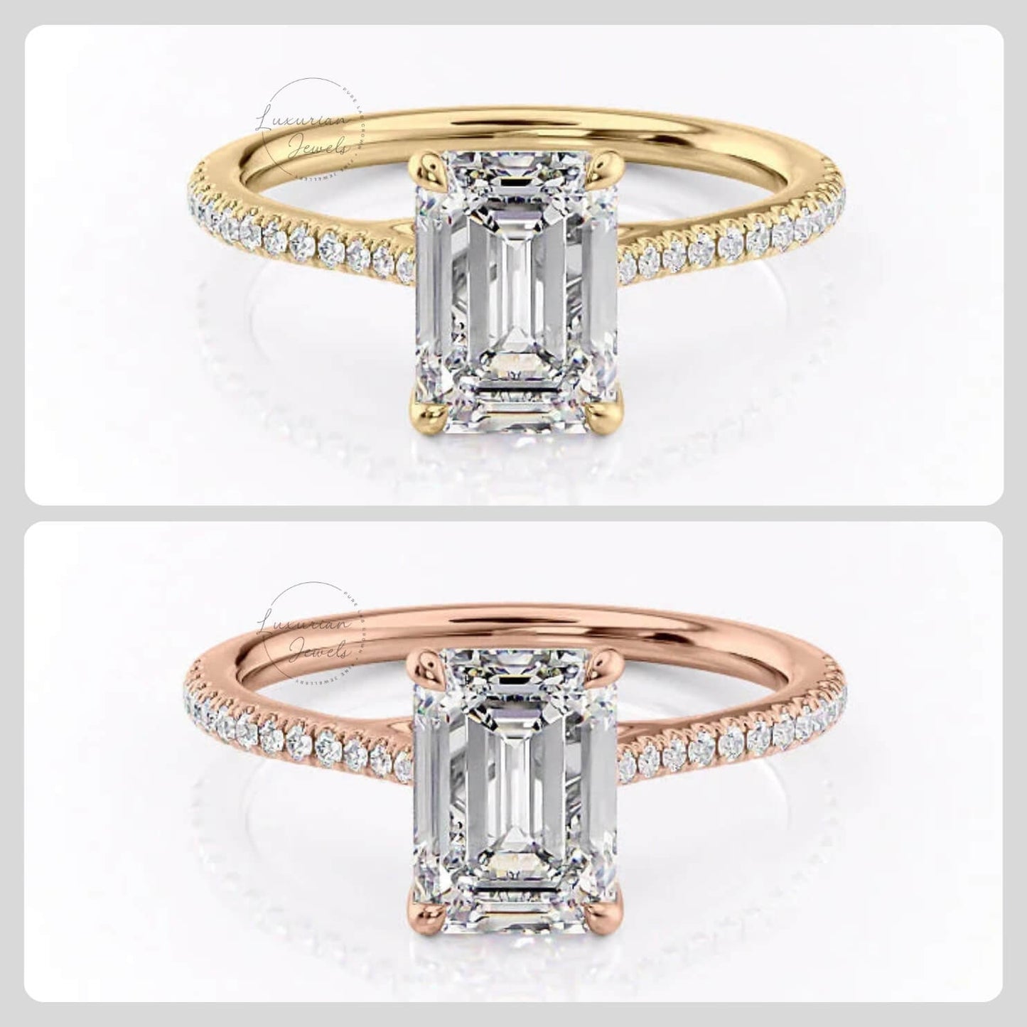 Solitaire Accent Diamond Ring, Solid White Gold Wedding Ring