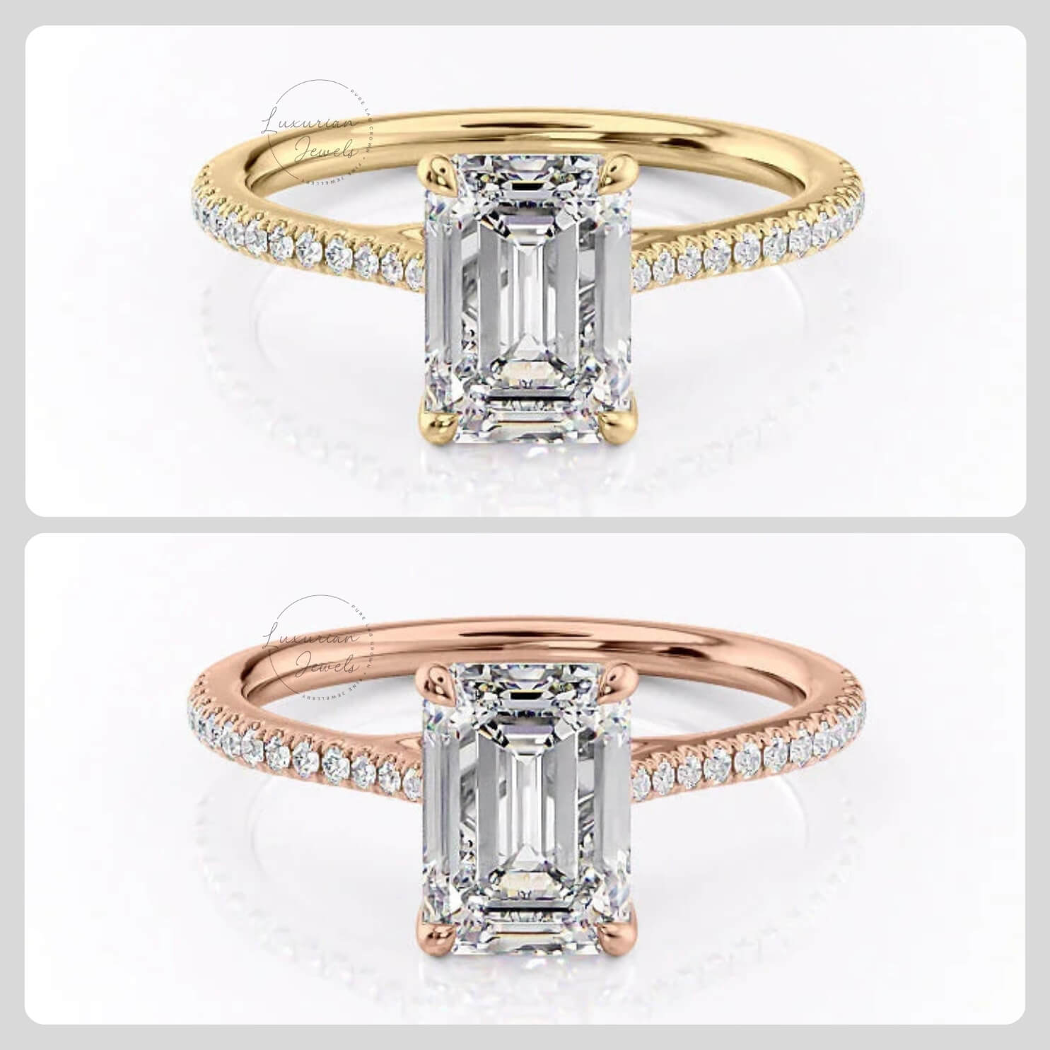 Solitaire Accent Diamond Ring, Solid White Gold Wedding Ring