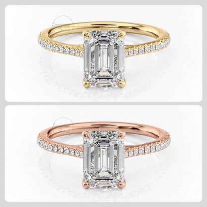 Solitaire Accent Diamond Ring, Solid White Gold Wedding Ring