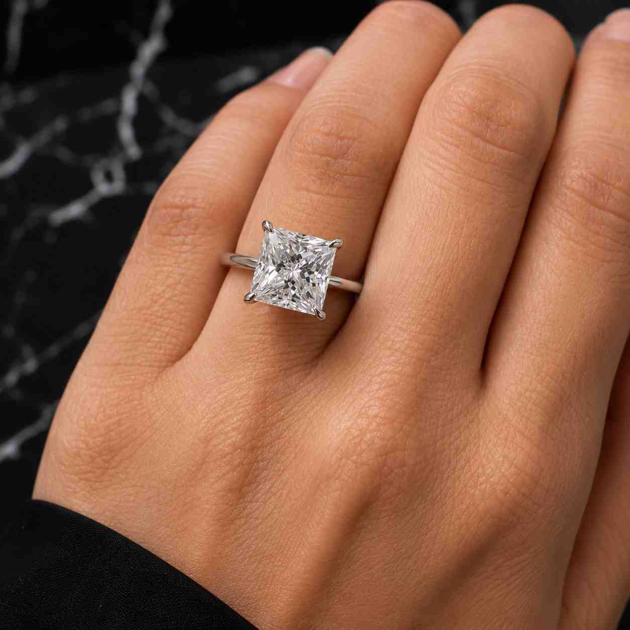 Solitaire Diamond Ring Princess Cut Diamond Ring Square Diamond Ring Princess Lab Grown Diamond Engagement Ring Anniversary Gifts for Her