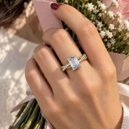  Solitaire Engagement Ring for Her Genuine Lab Diamond Ring Tulip Setting Ring 10K 14K 18K Solid White Rose Yellow Gold Ring
