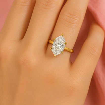 2 CT Lab Grown Diamond Wedding Ring Solitaire Hexagon Engagement Ring
