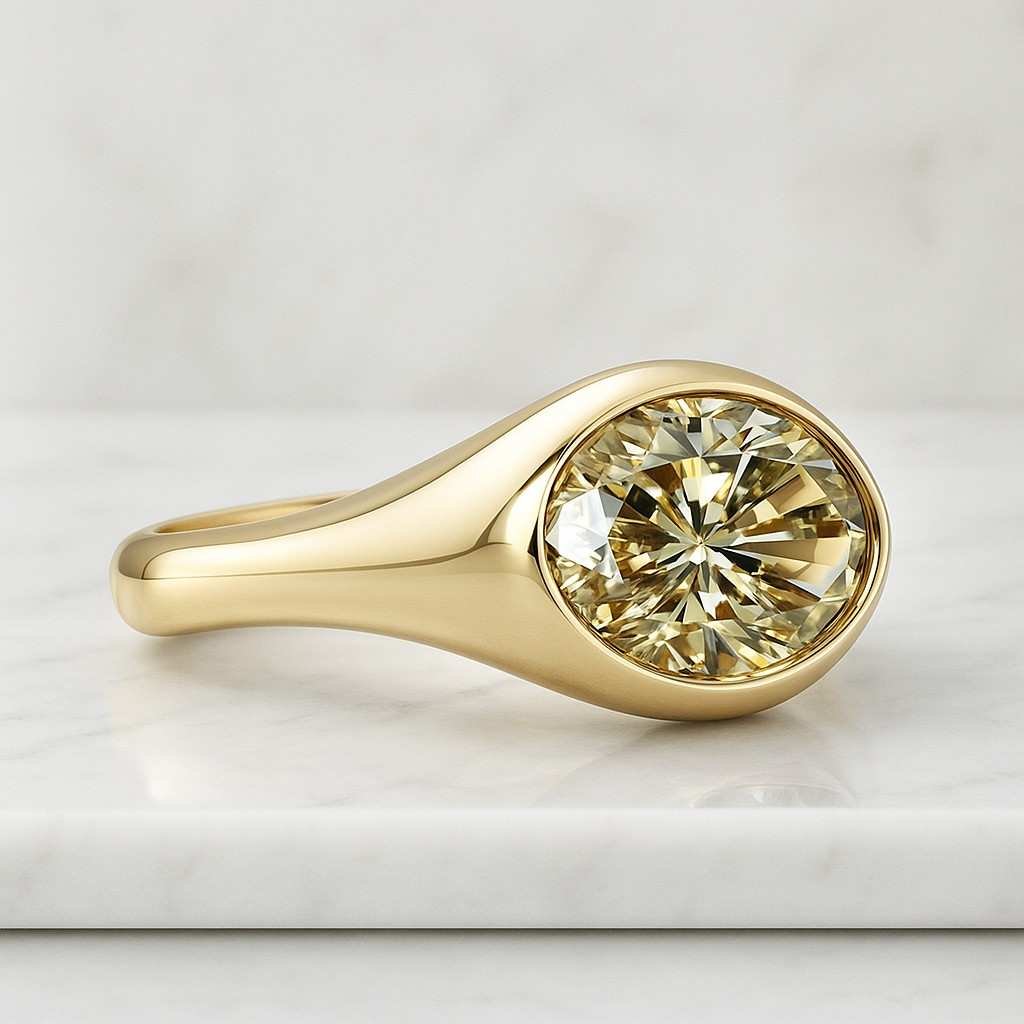 Solitaire Moval Cut Diamond Ring Solitaire Double Claw Prong Engagement Ring 14K Gold IGI Certified Moval Cut Lab Grown Ring