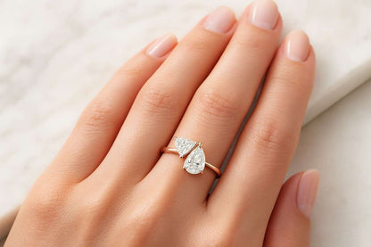 Solitaire Oval Shaped Diamond Engagement Ring Diamond Ring for Women, Gift Ring, Double Band Oval Cut Lab Grown Diamond Ring, Wedding Ring
