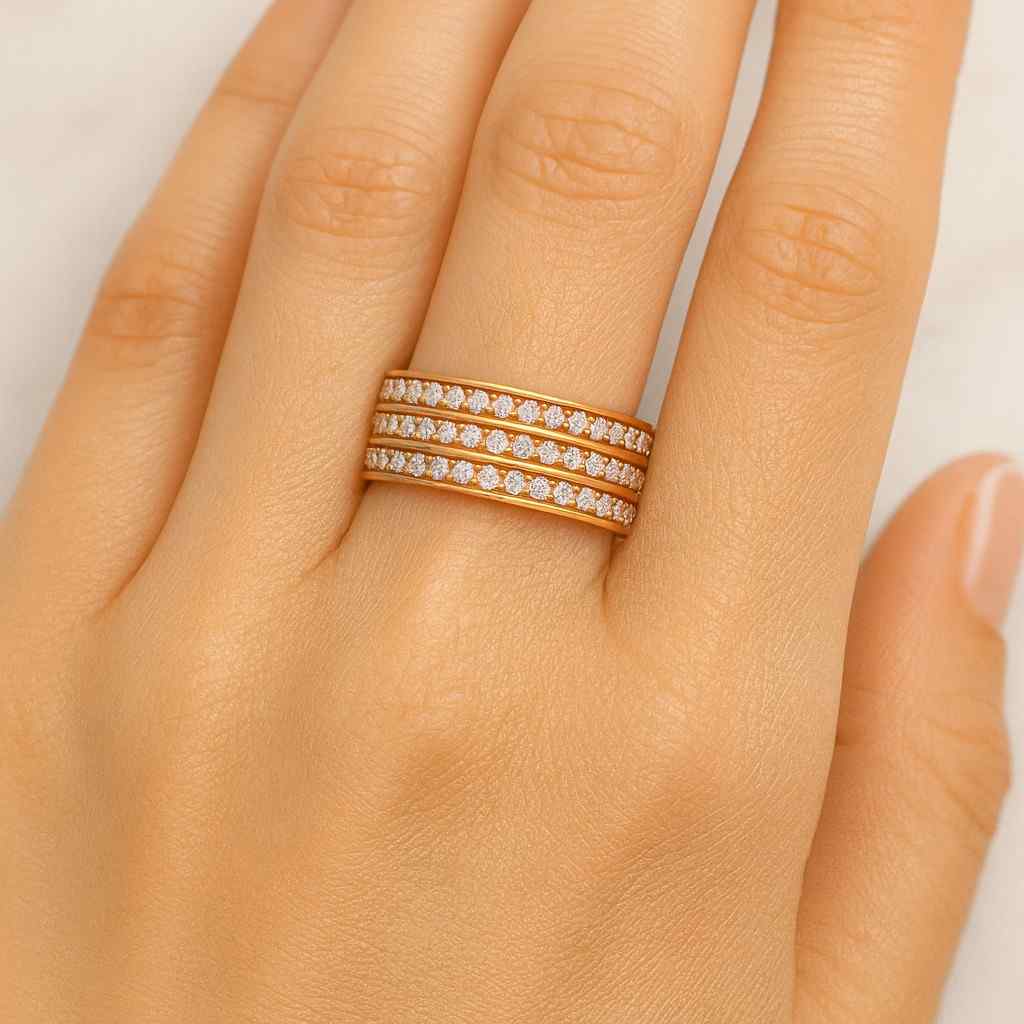 Sparkling Band Bridal Jewelry Ring Gift For Women Micro Pave Set Wedding Band with Hidden Pave Diamond Matching Band