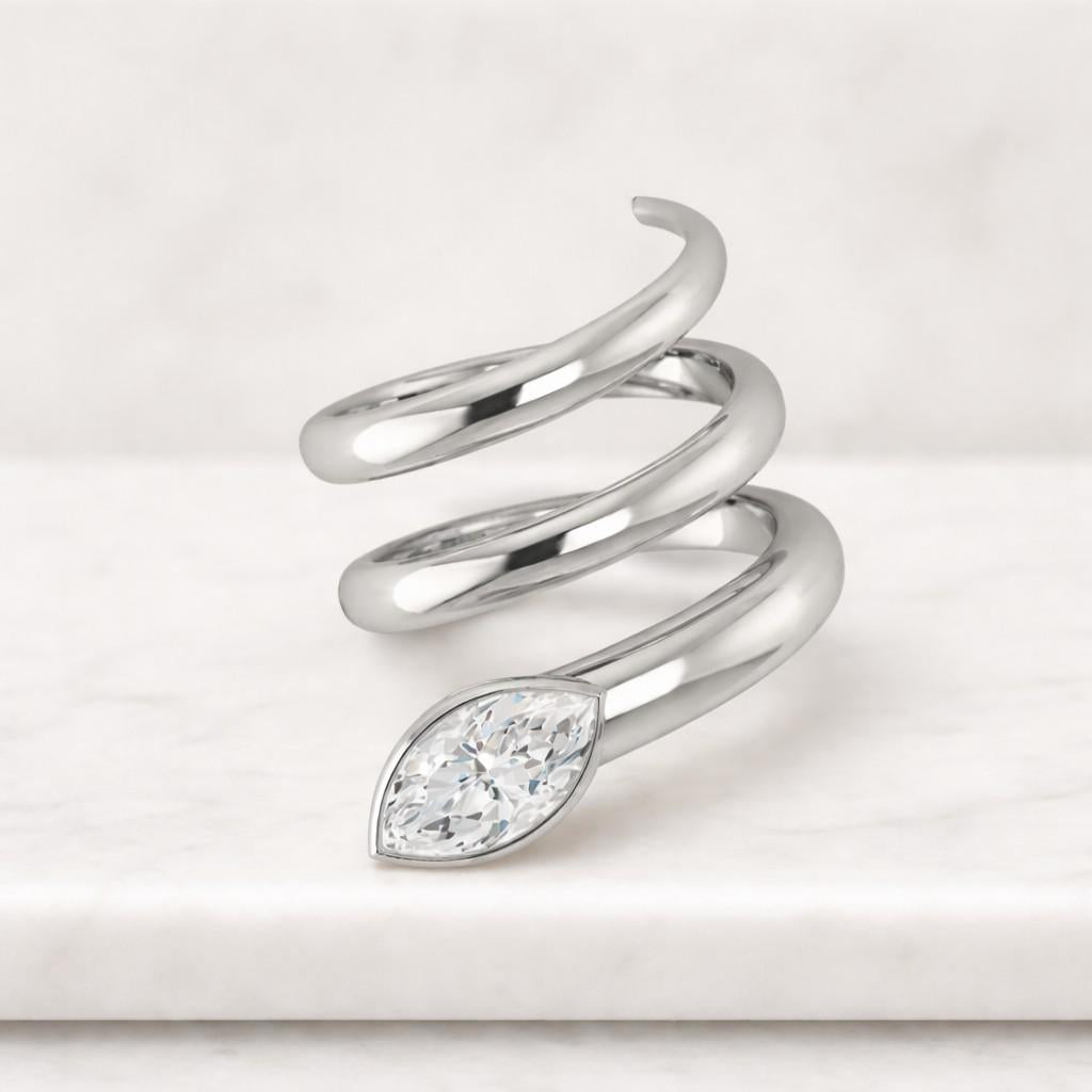 Spiral Coil Statement Ring, Modern Minimal Jewelry