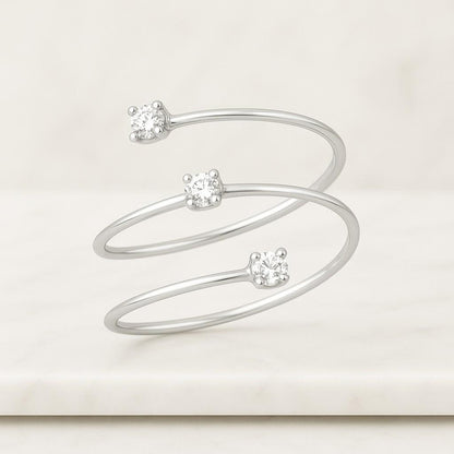 Spiral Ring Coil Diamond Ring Wrap around Oval Ring Gold