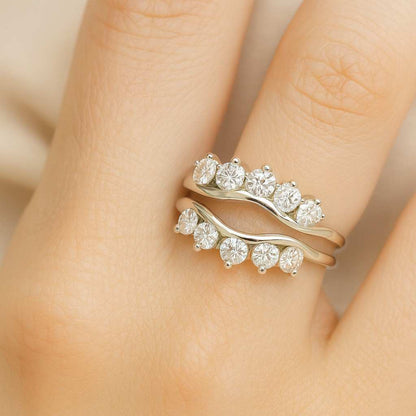 Lab Grown Wedding Ring Set Split Shank Engagement Ring V Shape Bridal Band