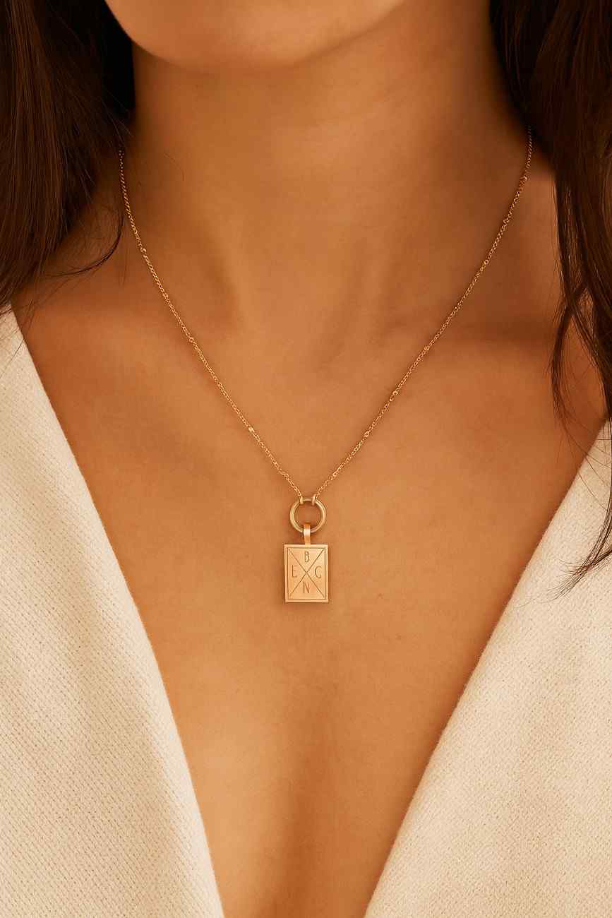 Square Alphabet Rectangle Medallion Pendant Personalized Alphabet Pendant Gift for her