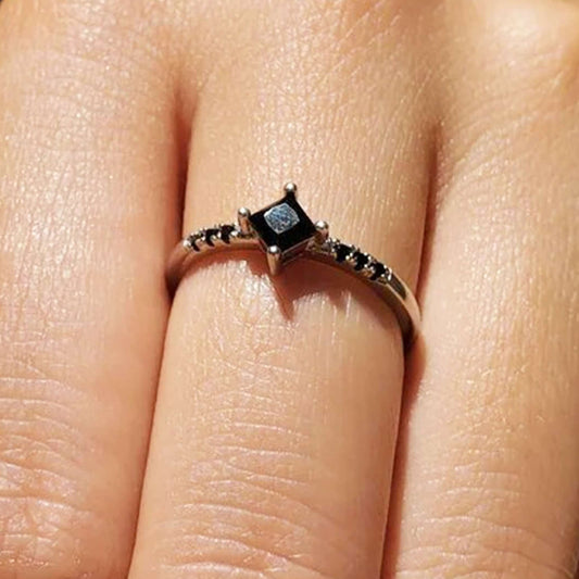 Square Black Diamond Engagement Ring