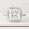 Princess Cut Moissanite Halo Engagement Ring with Pavé Set in 14k Gold