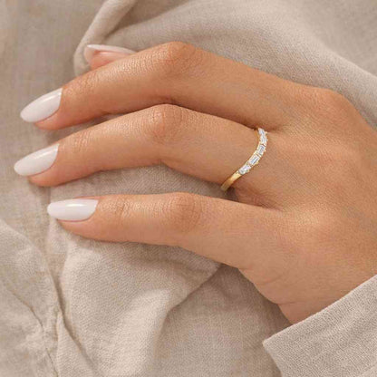 Stack Ring Curved Wedding Band Chevron V Ring