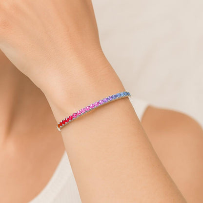 Stackable Bracelet Wholesale Jewelry Multicolor Rainbow Tennis Bracelet Gold Plated Diamond Bracelet Gifts for