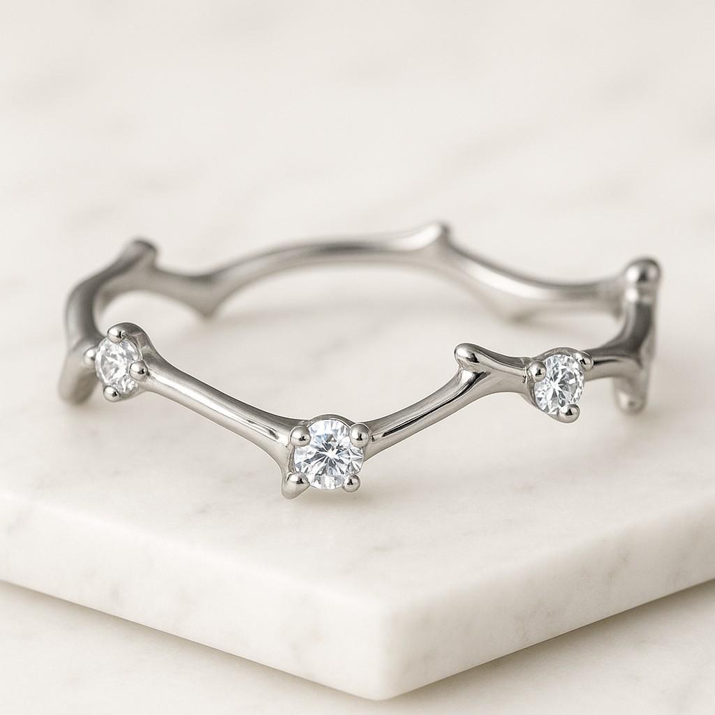 Curve Pave’ Diamond Band solid 14k Gold Diamond Nesting Band Contour Band Diamond Stacking Ring Stacking Wedding Band