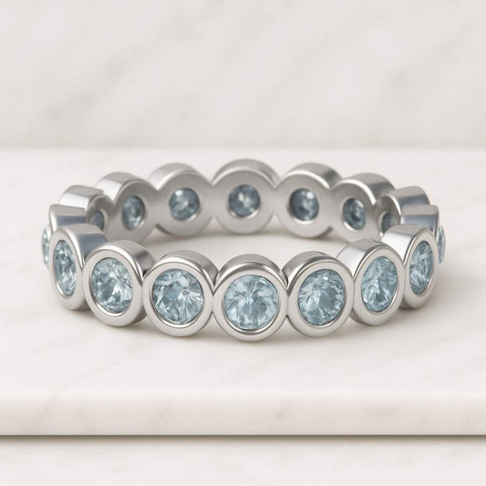 Bezel Set Cushion Diamond Wedding Band