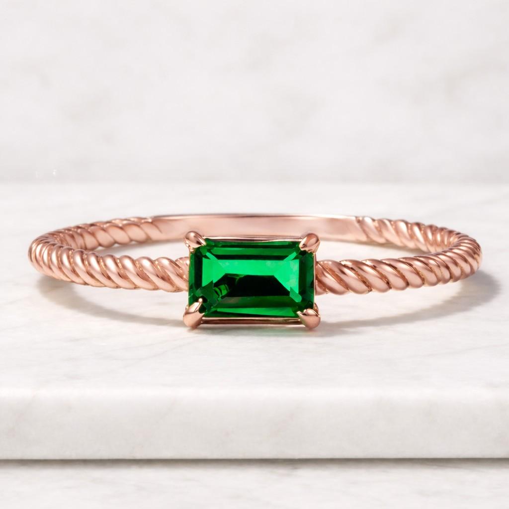stackable emerald solitaire ring