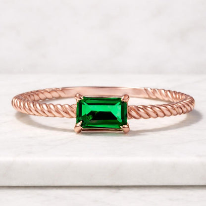 Stackable Emerald Solitaire Ring