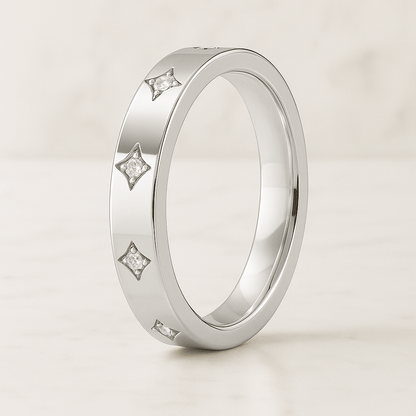 Diamond Wedding Band Recycled Gold Celestial Eternity Ring