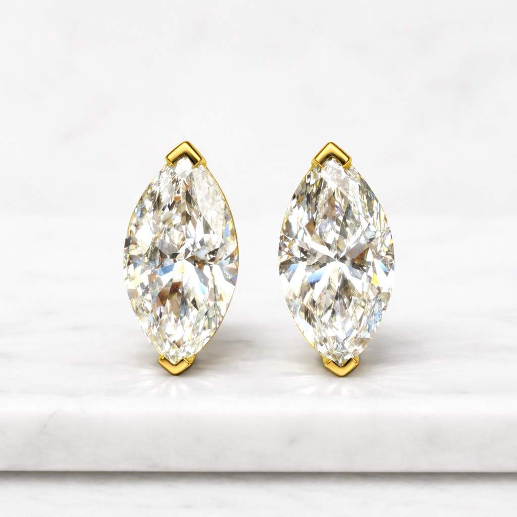 Stacking Solitaire Studs, White Diamond