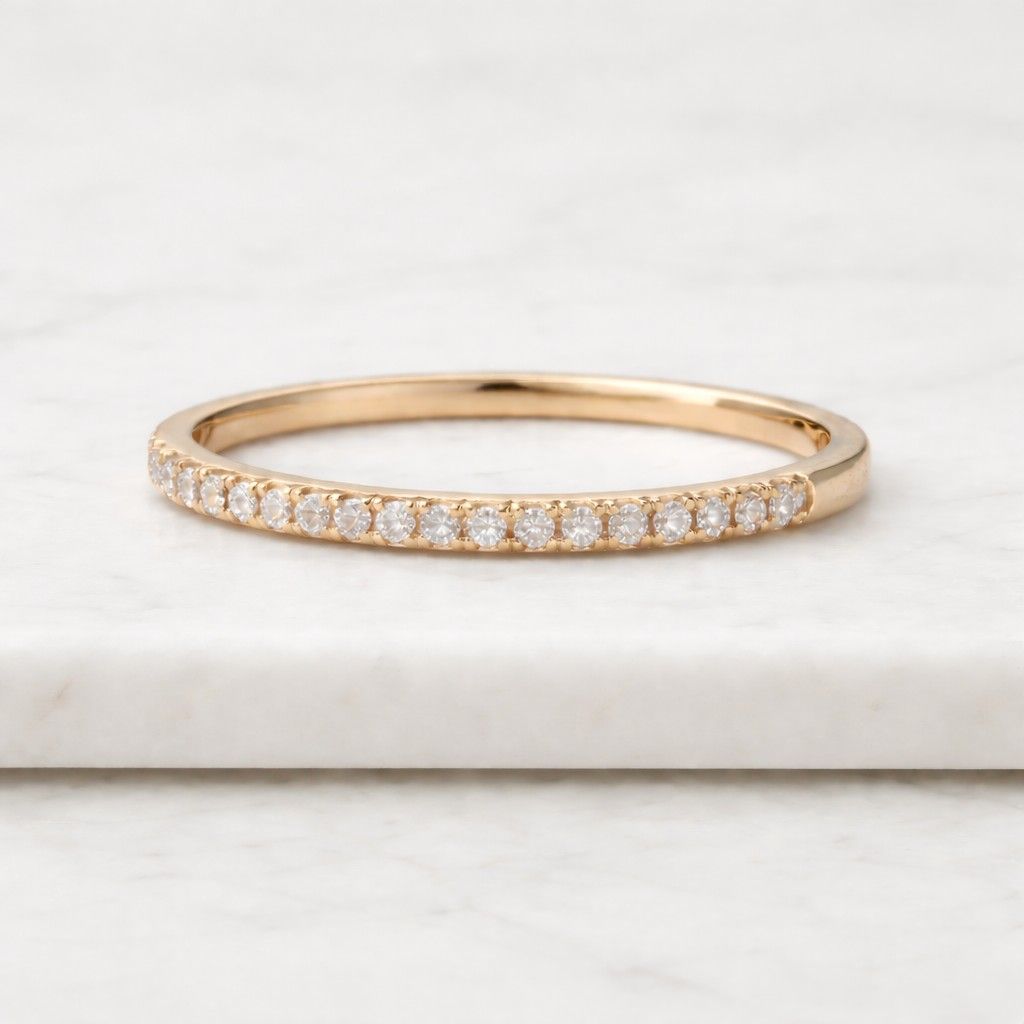 14k solid gold eternity ring, lab grown diamond ring, band stack ring for women, stackable infinity ring, half eternity diamond ring
