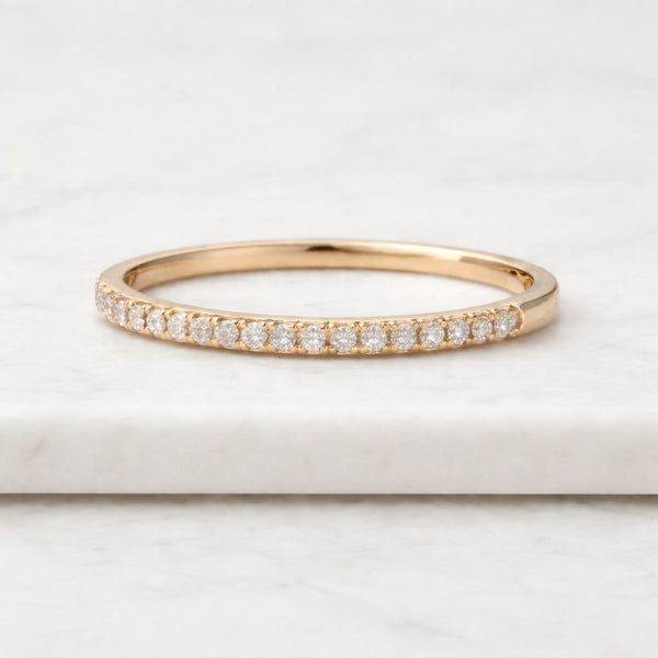14K Solid Gold Eternity Ring, Lab Grown Diamond Ring, Band Stack Ring for Women, Stackable Infinity Ring, Half Eternity Diamond Ring
