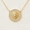 14K Gold Round Lab Grown Diamond Lion Head Necklace
